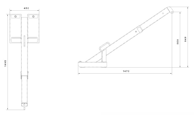 rysunek techniczny ramienia przedłużającego na wózek widłowy AF1500