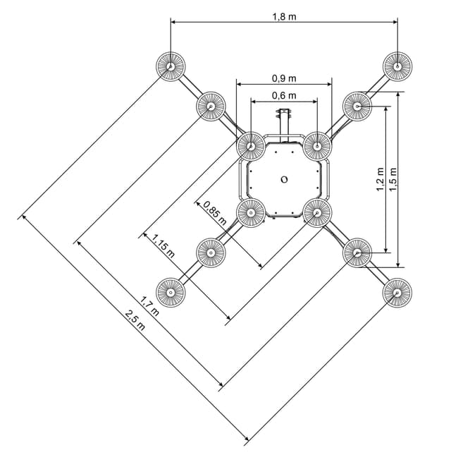 Rysunek techniczny do chwytaka podciśnieniowego Befard XP902 z wymiarami urządzenia